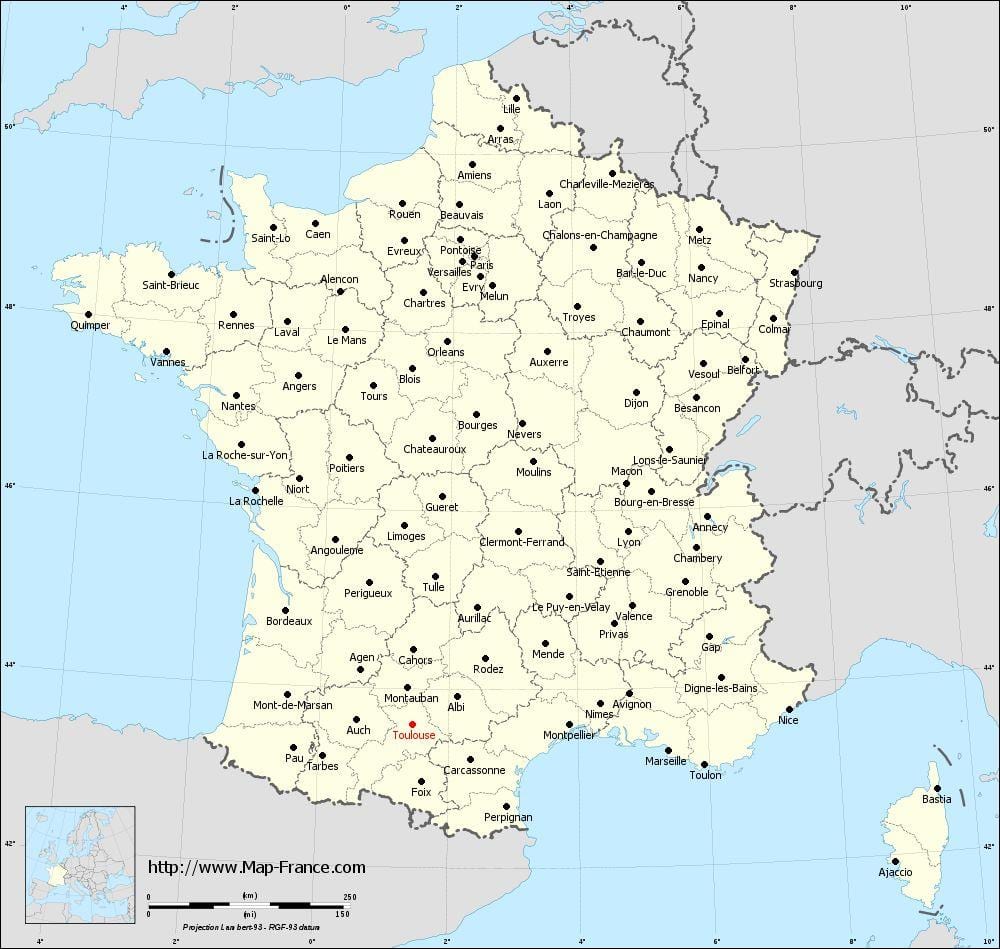 mapa frantzia erakutsiz Tolosa