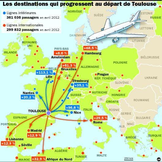 mapa Tolosa helmuga aireportuko