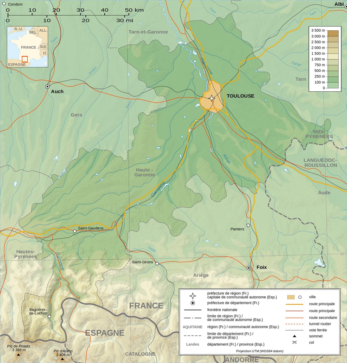 mapa topografiko Tolosa